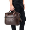 Men Leather 14 Inch Computer Laptop Bag Business Briefcase Messenger Brown