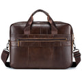 Men Leather 14 Inch Computer Laptop Bag Business Briefcase Messenger Brown