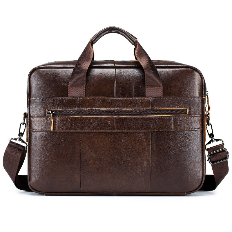 Men Leather 14 Inch Computer Laptop Bag Business Briefcase Messenger Brown