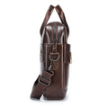 Men Leather 14 Inch Computer Laptop Bag Business Briefcase Messenger Brown