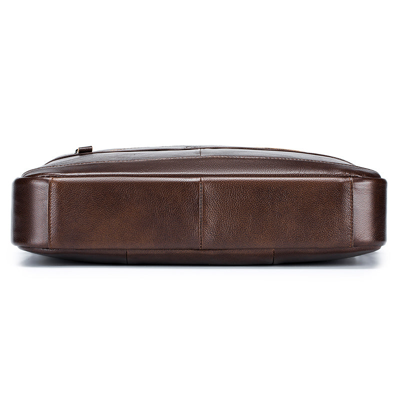 Men Leather 14 Inch Computer Laptop Bag Business Briefcase Messenger Brown