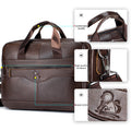 Men Leather 14 Inch Computer Laptop Bag Business Briefcase Messenger Brown