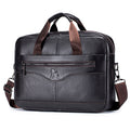 Men Leather 14 Inch Computer Laptop Bag Business Briefcase Messenger Coffee