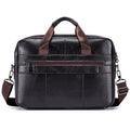 Men Leather 14 Inch Computer Laptop Bag Business Briefcase Messenger Coffee