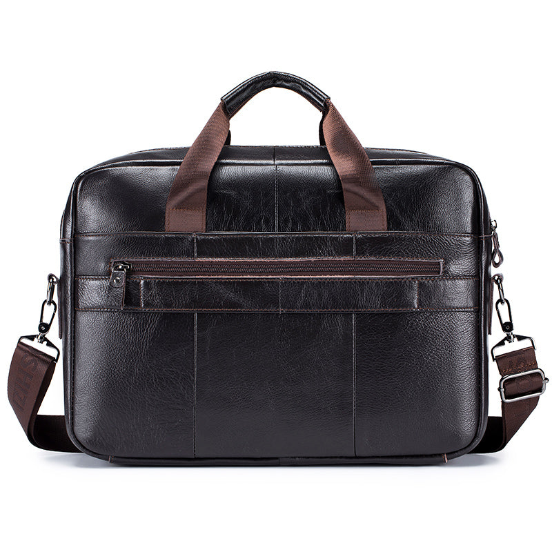 Men Leather 14 Inch Computer Laptop Bag Business Briefcase Messenger Coffee