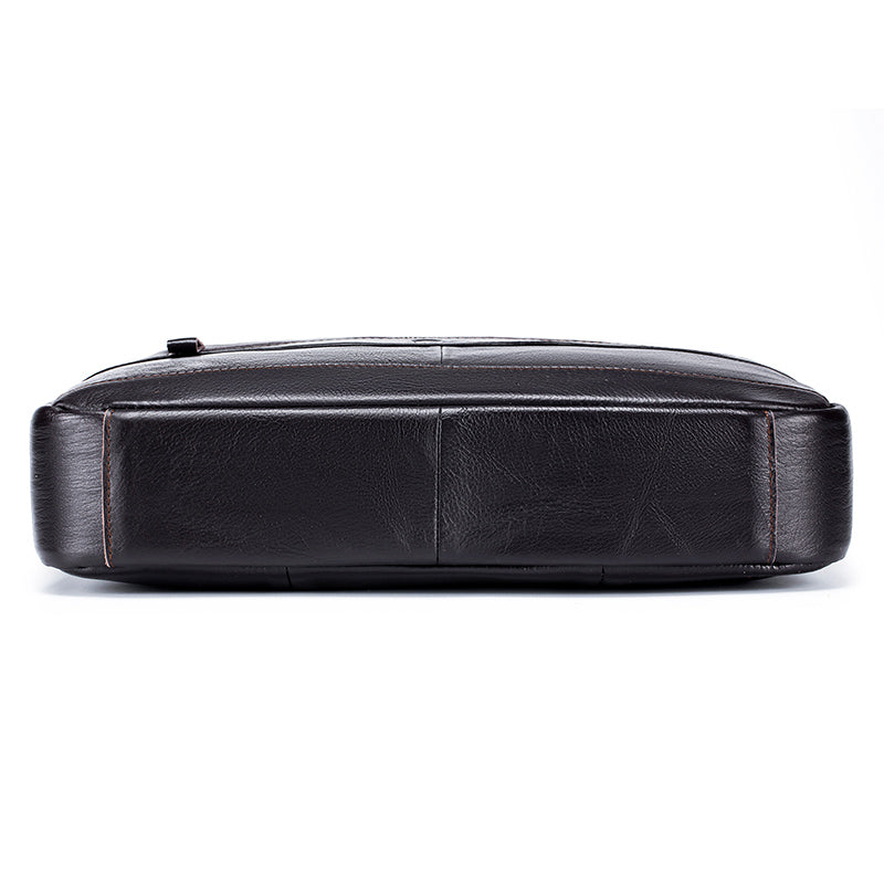 Men Leather 14 Inch Computer Laptop Bag Business Briefcase Messenger Coffee
