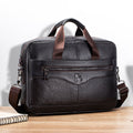 Men Leather 14 Inch Computer Laptop Bag Business Briefcase Messenger Coffee