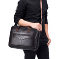Men Leather 14 Inch Computer Laptop Bag Business Briefcase Messenger Coffee