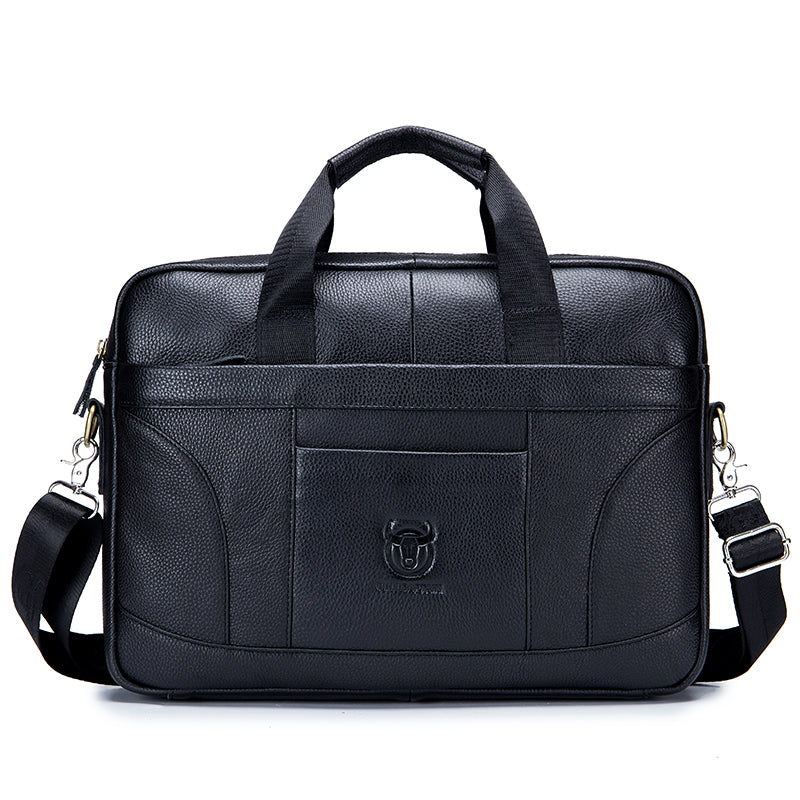 Men Leather 14 Inch Laptop Briefcase Bag Waterproof Messenger Bag Handbag Black