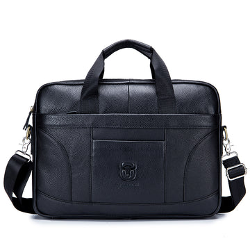 Men Leather 14 Inch Laptop Briefcase Bag Waterproof Messenger Bag Handbag Black