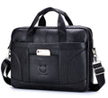 Men Leather 14 Inch Laptop Briefcase Bag Waterproof Messenger Bag Handbag Black