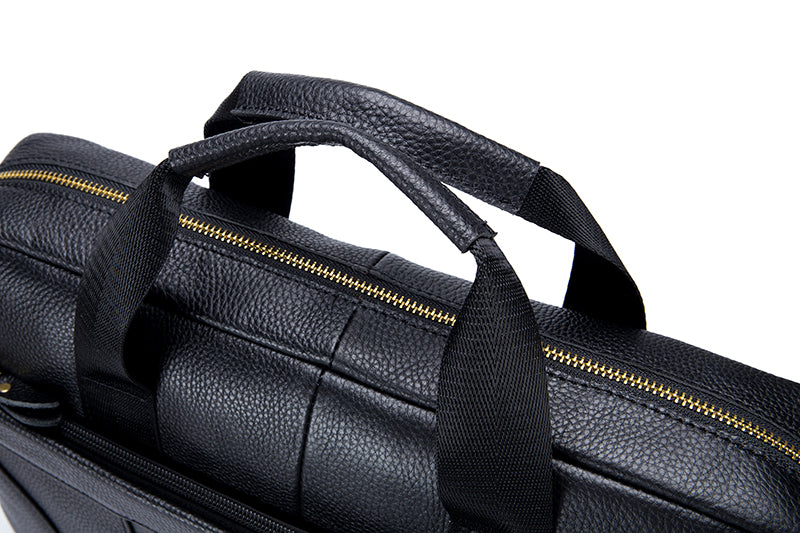 Men Leather 14 Inch Laptop Briefcase Bag Waterproof Messenger Bag Handbag Black