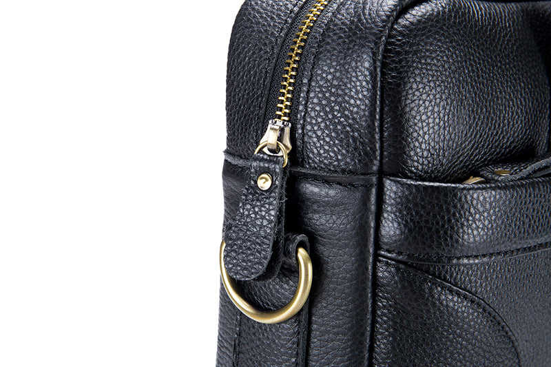 Men Leather 14 Inch Laptop Briefcase Bag Waterproof Messenger Bag Handbag Black