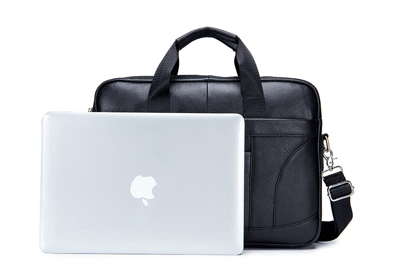 Men Leather 14 Inch Laptop Briefcase Bag Waterproof Messenger Bag Handbag Black