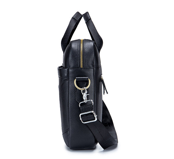 Men Leather 14 Inch Laptop Briefcase Bag Waterproof Messenger Bag Handbag Black