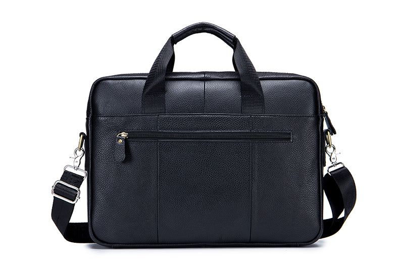 Men Leather 14 Inch Laptop Briefcase Bag Waterproof Messenger Bag Handbag Black
