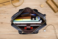 Men Leather 14 Inch Laptop Briefcase Bag Waterproof Messenger Bag Handbag Black