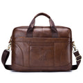 Men Leather 14 Inch Laptop Briefcase Bag Waterproof Messenger Bag Handbag Brown