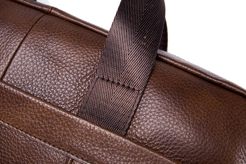 Men Leather 14 Inch Laptop Briefcase Bag Waterproof Messenger Bag Handbag Brown