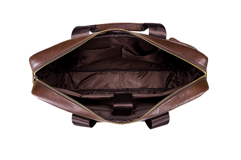Men Leather 14 Inch Laptop Briefcase Bag Waterproof Messenger Bag Handbag Brown