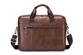 Men Leather 14 Inch Laptop Briefcase Bag Waterproof Messenger Bag Handbag Brown
