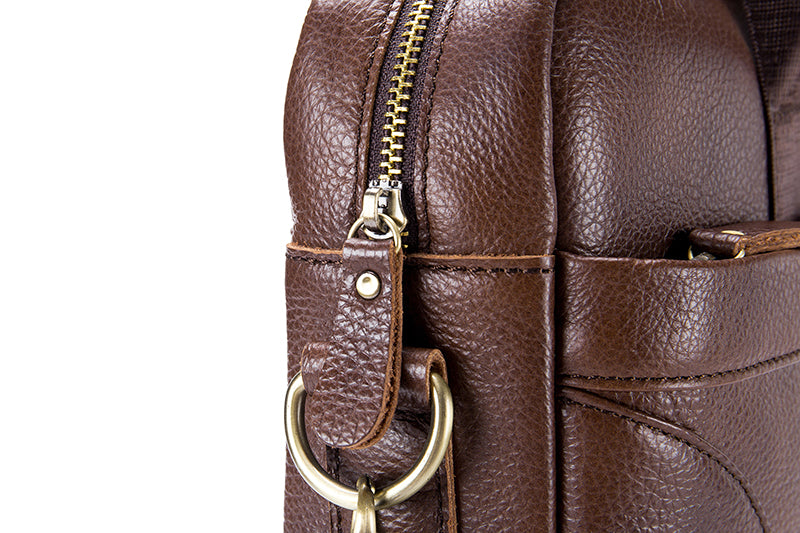 Men Leather 14 Inch Laptop Briefcase Bag Waterproof Messenger Bag Handbag Brown
