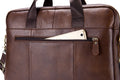 Men Leather 14 Inch Laptop Briefcase Bag Waterproof Messenger Bag Handbag Brown