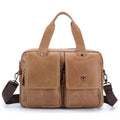 Men Leather Briefcase Bag Business Casual Multiple Compartments Laptop Bag Brown