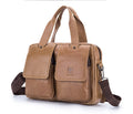 Men Leather Briefcase Bag Business Casual Multiple Compartments Laptop Bag Brown