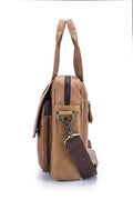 Men Leather Briefcase Bag Business Casual Multiple Compartments Laptop Bag Brown