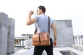 Men Leather Briefcase Bag Business Casual Multiple Compartments Laptop Bag Brown