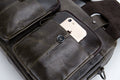 Men Leather Briefcase Bag Business Casual Multiple Compartments Laptop Bag Grey
