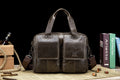 Men Leather Briefcase Bag Business Casual Multiple Compartments Laptop Bag Grey