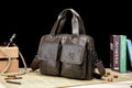 Men Leather Briefcase Bag Business Casual Multiple Compartments Laptop Bag Grey