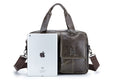 Men Leather Briefcase Bag Business Casual Multiple Compartments Laptop Bag Grey
