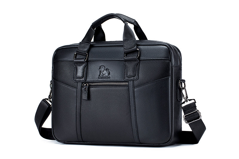 Men Leather Briefcase Large Capacity Business Laptop Messenger Bag Handbag Black
