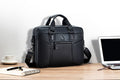 Men Leather Briefcase Large Capacity Business Laptop Messenger Bag Handbag Black