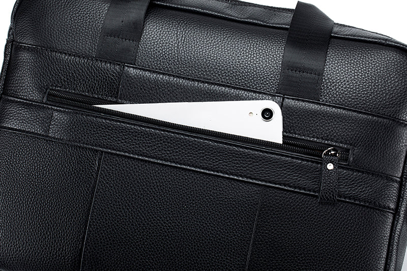 Men Leather Briefcase Large Capacity Business Laptop Messenger Bag Handbag Black