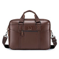 Men Leather Briefcase Large Capacity Business Laptop Messenger Bag Handbag Brown