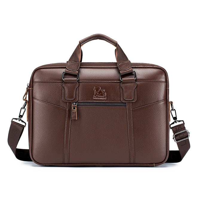 Men Leather Briefcase Large Capacity Business Laptop Messenger Bag Handbag Brown