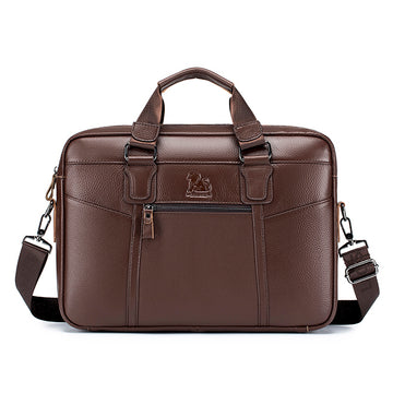 Men Leather Briefcase Large Capacity Business Laptop Messenger Bag Handbag Brown