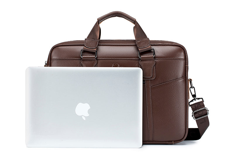 Men Leather Briefcase Large Capacity Business Laptop Messenger Bag Handbag Brown