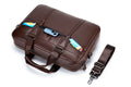 `Men Leather Briefcase Large Capacity Business Laptop Messenger Bag Handbag Brown