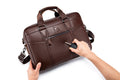 Men Leather Briefcase Large Capacity Business Laptop Messenger Bag Handbag Brown