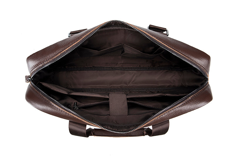 Men Leather Briefcase Large Capacity Business Laptop Messenger Bag Handbag Brown