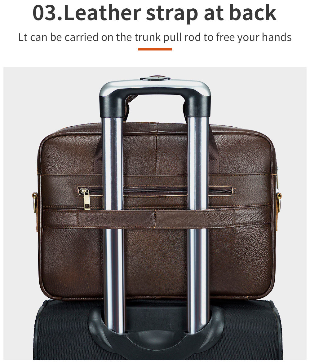 Men Leather Briefcase Large Capacity Business Laptop Messenger Bag Handbag Brown