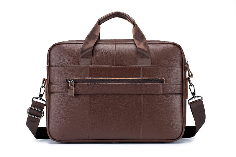 Men Leather Briefcase Large Capacity Business Laptop Messenger Bag Handbag Brown
