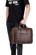 Men Leather Briefcase Large Capacity Business Laptop Messenger Bag Handbag Brown