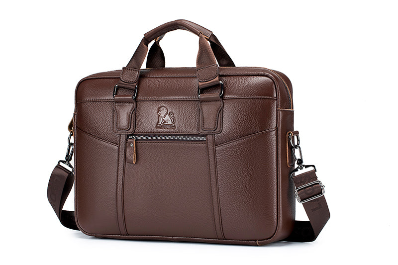 Men Leather Briefcase Large Capacity Business Laptop Messenger Bag Handbag Brown