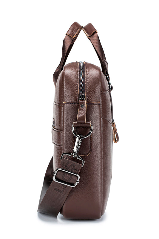 Men Leather Briefcase Large Capacity Business Laptop Messenger Bag Handbag Brown
